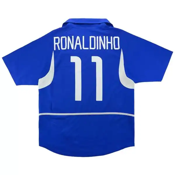 Ronaldinho #11 Retro Brazil Away Jersey World Cup 2002 - Image 3