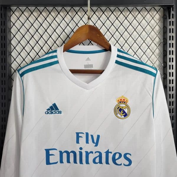 Real Madrid 2017/2018 Home Long Sleeve Retro Jersey - Image 3