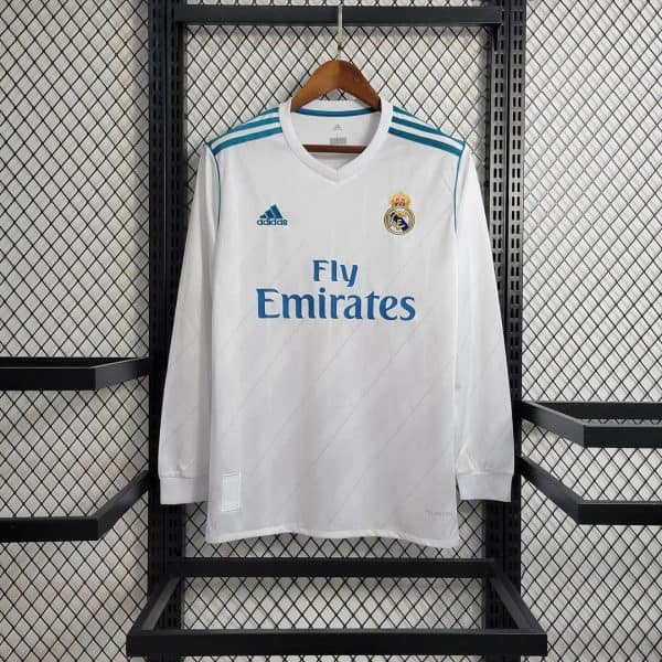 Real Madrid 2017/2018 Home Long Sleeve Retro Jersey - Image 1